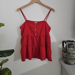 Red Buttoned Women's Top
